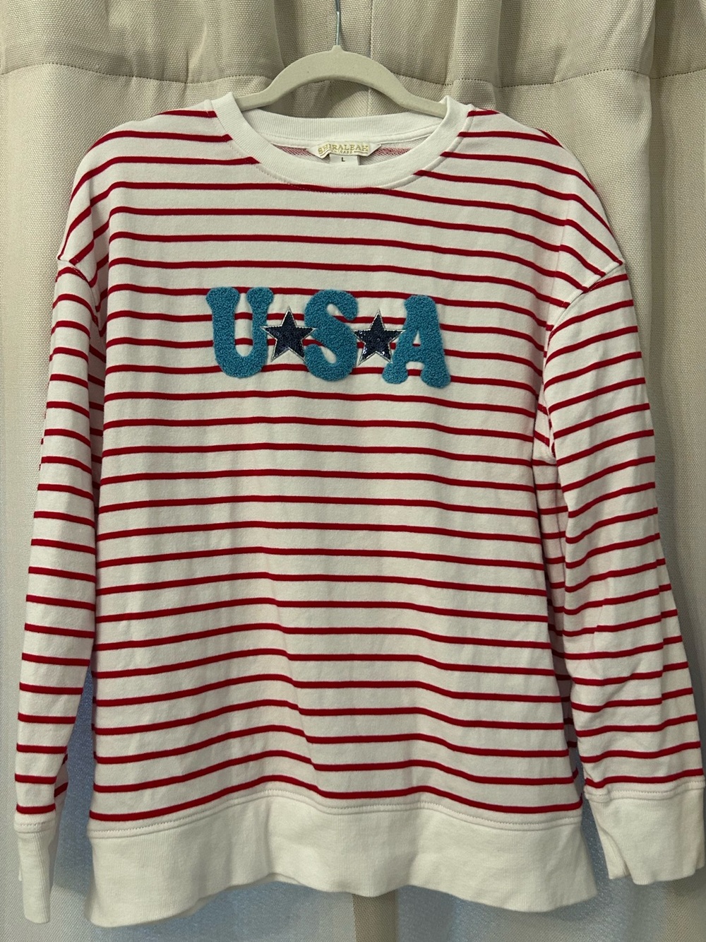 USA Striped Sweatshirt - Red & White